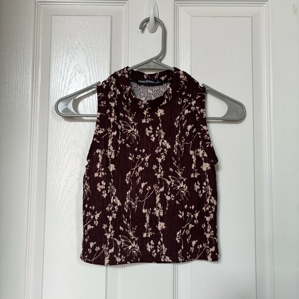 Love, DV by DVF Burgundy Floral Sleeveless Tank
